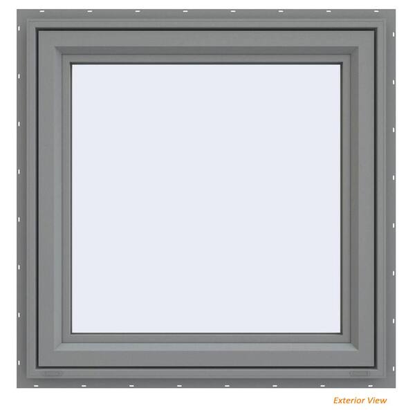 JELD-WEN 29.5 in. x 29.5 in. V-4500 Series Gray Painted Vinyl Left-Handed Casement Window with Fiberglass Mesh Screen