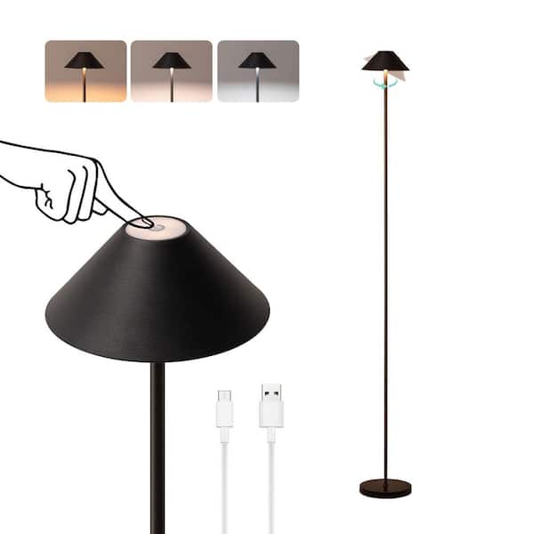 Netin 58 in. Black Smart RGB Integrated LED Dimmable Waterproof Rechargeable Standard Floor Lamp for Living Room and Outdoor