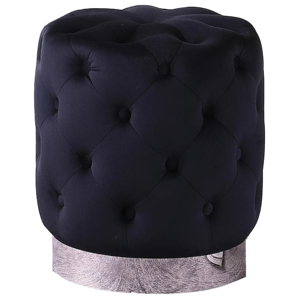 Best Master Furniture Jaime Black Tufted Velvet Round Ottoman