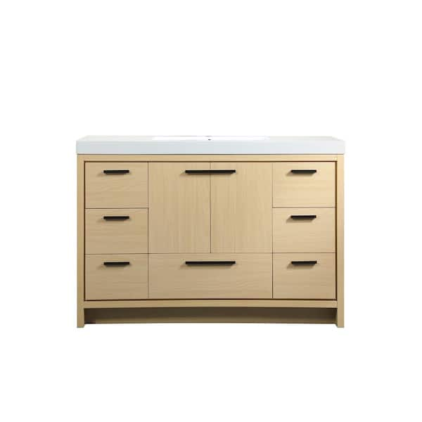 Simply Living 48 in. Single Bathroom Vanity in Maple with Resin Vanity ...