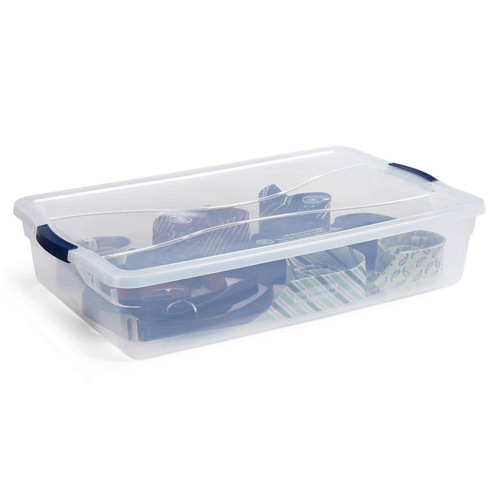 Clear Stackable Plastic Storage Bins with Latching Lids, 41 Qt, 4-Pack