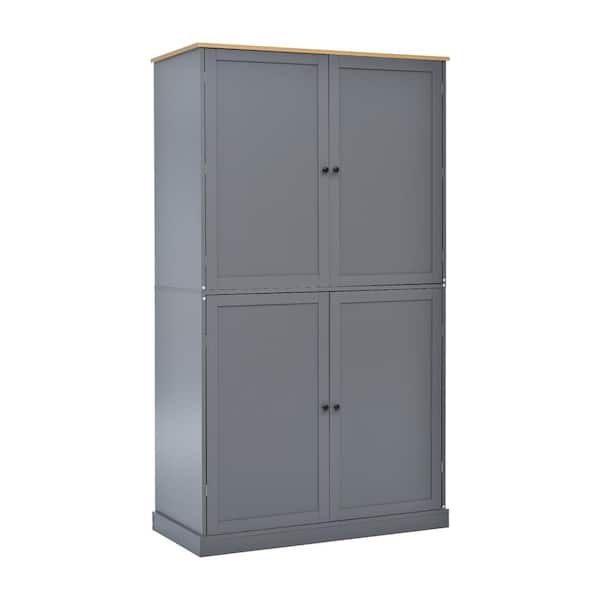 Adrinfly 40.2 in. W x 20 in. D x 71.3 in. H in Gray MDF Ready to Assemble Pantry Kitchen Cabinet with 2 Drawers, 2 Shelves