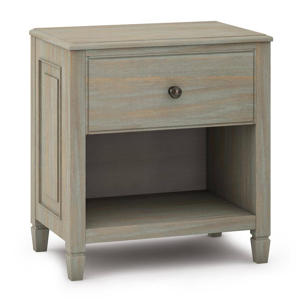 Connaught Distressed Gray Solid Wood Traditional Nightstand with 2 Drawers