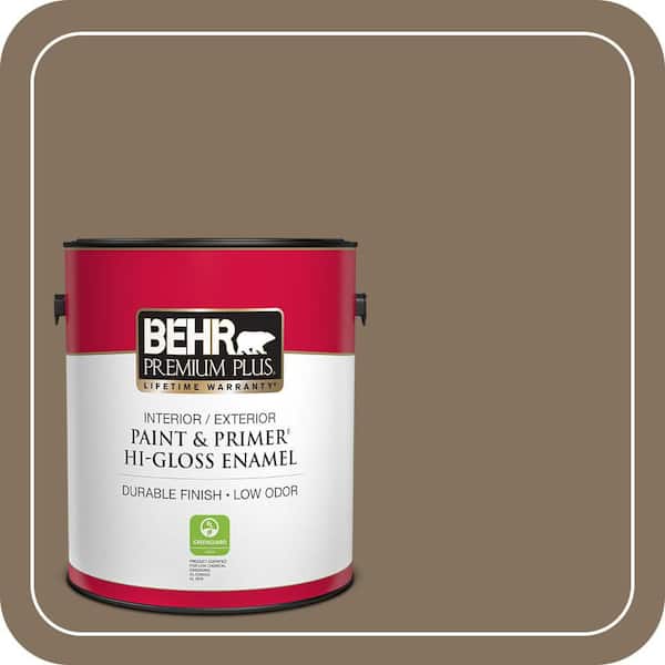 BEHR PREMIUM PLUS 1 gal. #BXC-05 Mudslide Hi-Gloss Enamel Interior/Exterior Paint & Primer