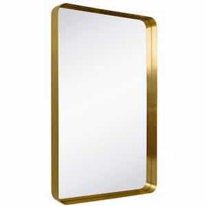 Arthers 20 in. W x 30 in. H Rectangular Stainless Steel Framed Tilt Wall Mounted Bathroom Vanity Mirror in Brushed Gold