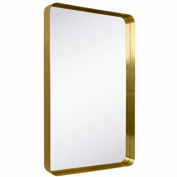 TEHOME Arthers 20 in. W x 30 in. H Rectangular Stainless Steel Framed Tilt Wall Mounted Bathroom Vanity Mirror in Brushed Gold
