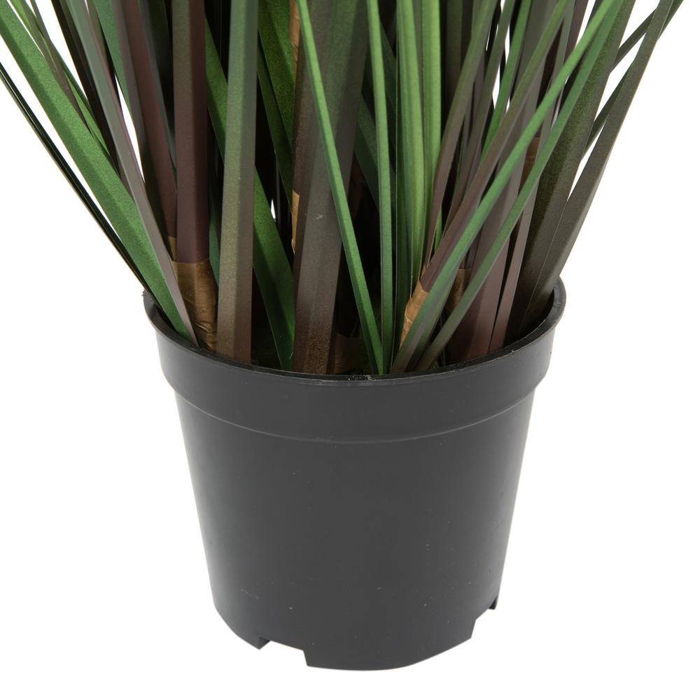 24" Green Plastic Potted Grass with Brown Cattails