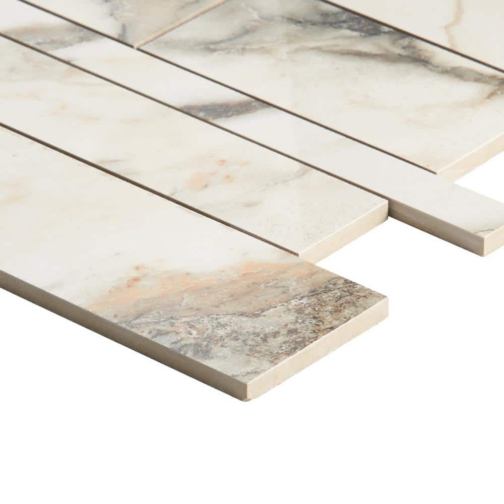 Calacatta Rustico Polished Porcelain Marble Look Mosaic Tile