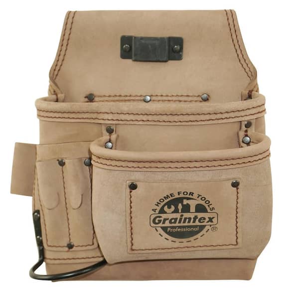 5-Pocket Right Handed Beige Top Grain Leather Tool Pouch