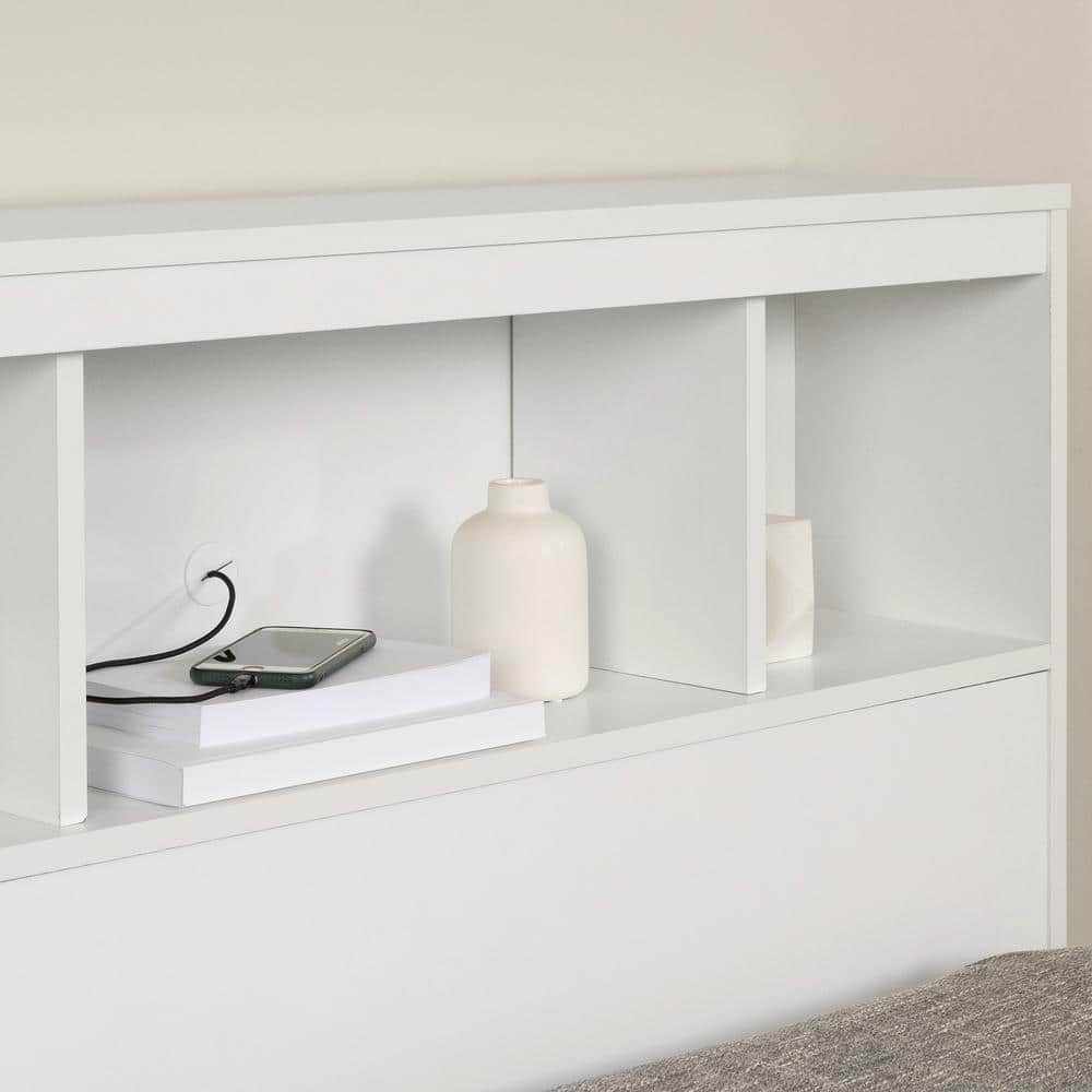 Pure White Fusion Full Bookcase Headboard with Storage
