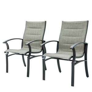 Elegantly Crafted Aluminum Patio Swivel Outdoor Rocking Chair with Beige Cushion for Garden Balcony(Set of 2)