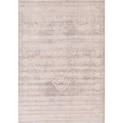 Unique Loom Paris Collection Pastel Tones Traditional Distressed Dark Beige Area Rug 10' 0 x 13' 0 