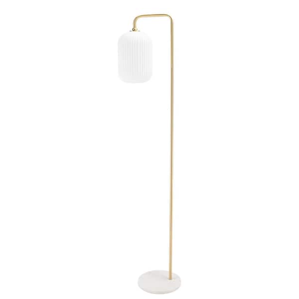 Santina 60 in. Gold/White Marble Floor Lamp