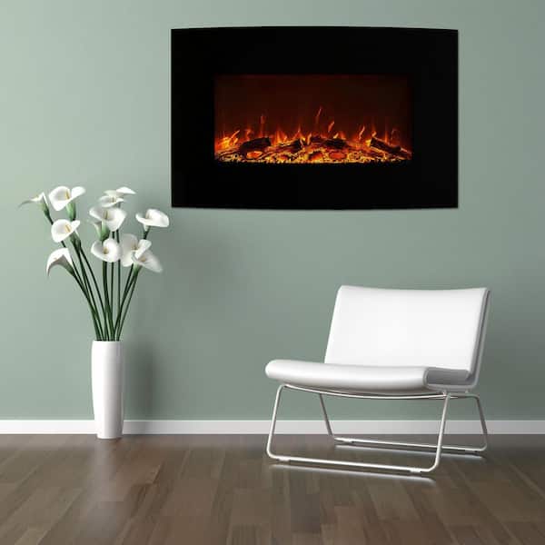Northwest 36 in. Curved Color Changing Electric Fireplace Wall