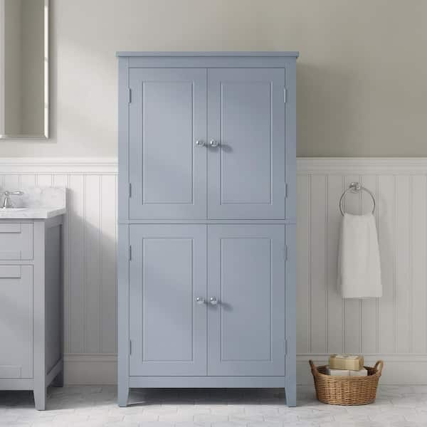 24 in. W x 12 in. D x 43 in. H Gray Freestanding Linen Cabinet