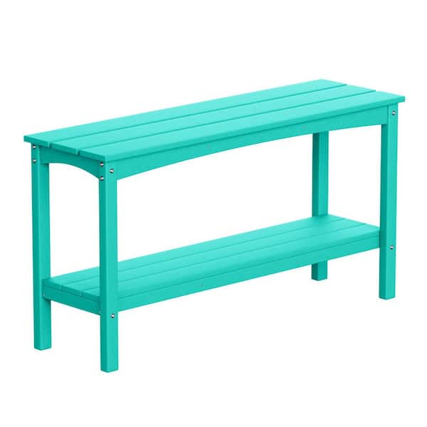 Laguna Outdoor Patio Bar Console Table with Storage Shelf Turquoise