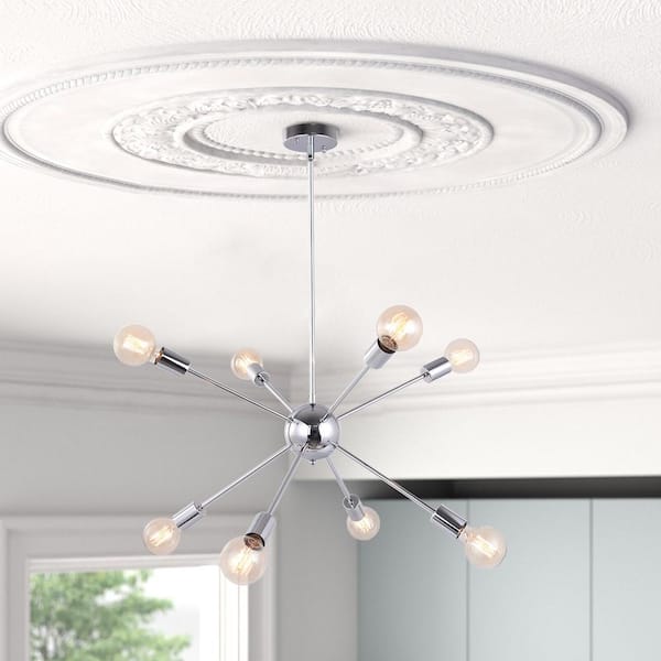 RRTYO Elektra 8-Light Chrome Sputnik Sphere Chandelier Pendant Linear Ceiling Light