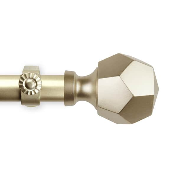 EMOH 66 in. - 120 in. Adjustable Single Curtain Rod 1 in. Dia in Gold with Drey Finials