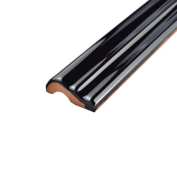 Nero Brillo Zen 1-1/4 in. x 7-7/8 in. Glossy Ceramic Wall Tile Trim