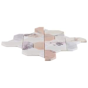 Sheba Grace Peach 6.41 in. x 0.31 in. Polished Marble Luxury Mosaic Floor and Wall Tile Sample