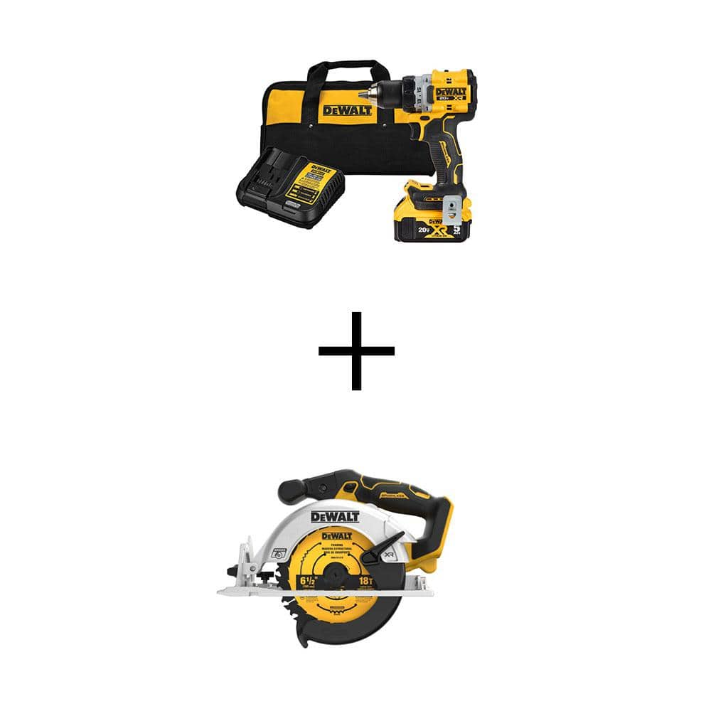 20-Volt Maximum XR Lithium-Ion Cordless Compact 1/2 in. Drill/Driver Kit & 6-1/2 in. Circ Saw w/5.0Ah Battery & Charger -  DEWALT, DCD800P1WCS565B