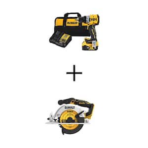 20-Volt Maximum XR Lithium-Ion Cordless Compact 1/2 in. Drill/Driver Kit & 6-1/2 in. Circ Saw w/5.0Ah Battery & Charger