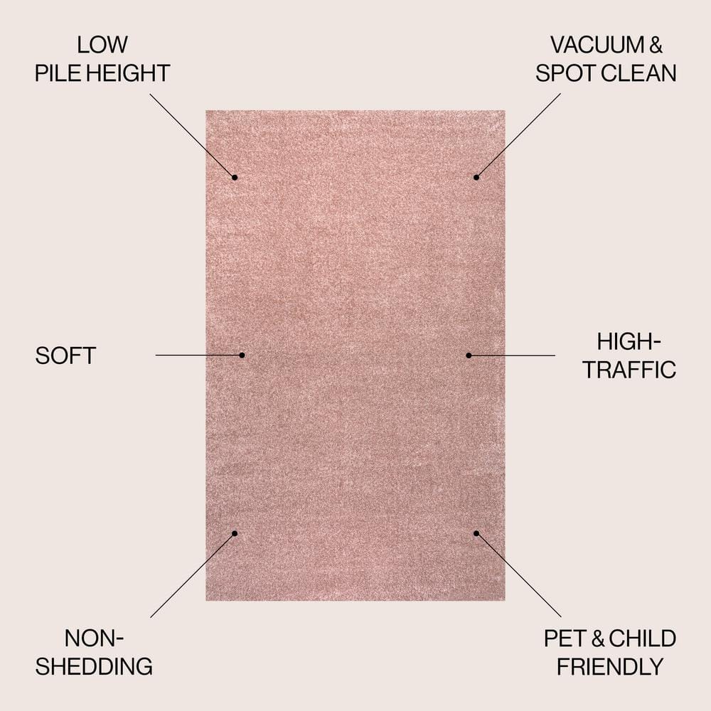 Pink Synthetic Fiber Reversible Low-Pile Area Rug, 8' x 10'