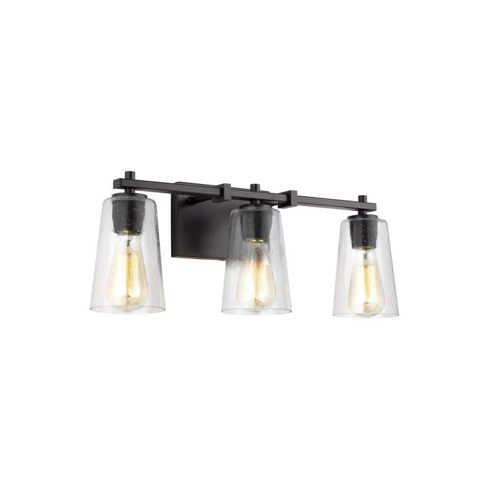 Elegant Seeded Glass 3-Light Bath Vanity in Oil-Rubbed Bronze