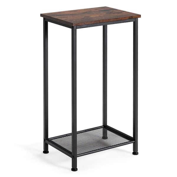 Costway Industrial 2-Tier Side End Accent Telephone Table with Mesh Shelf