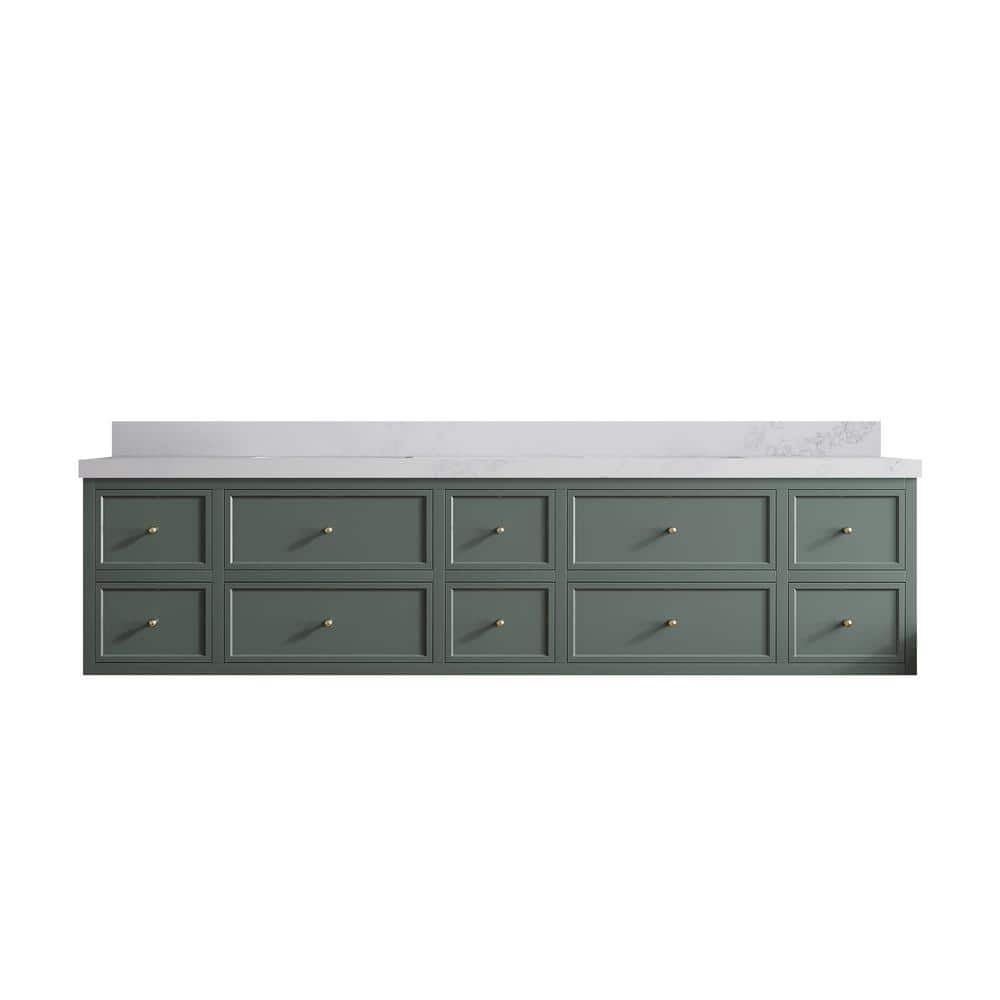Roswell 84 in. W x 22 in. D x 36 in. H Double Sink Bath Vanity in Pewter Green with 2 in. Calacatta Nuvo qt. Top price history on PriceWatchPro