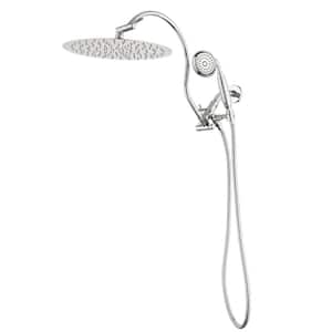2-Spray 10 in. Dual Shower Head Wall Mount Fixed and Handheld Shower Head 1.5 GPM in Chrome (Valve Not Included)