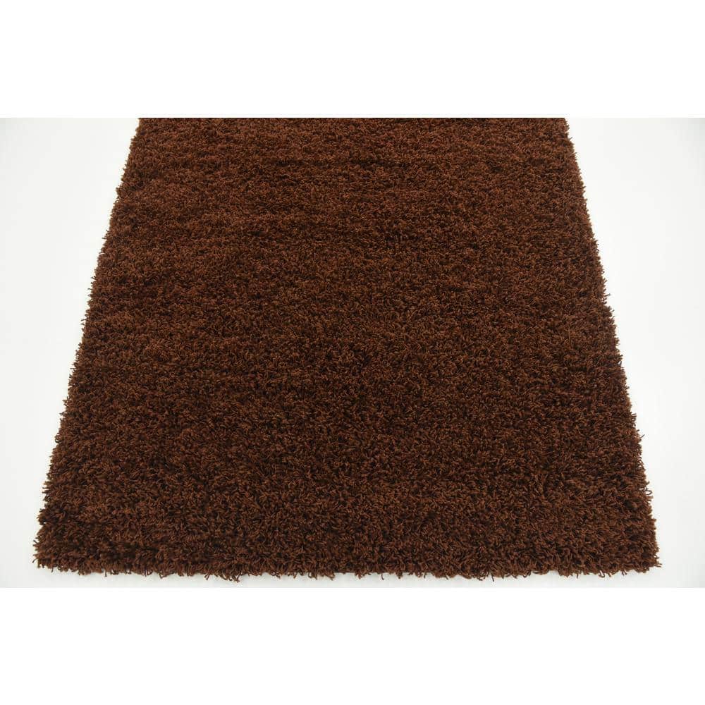 Chocolate Brown 4' x 6' Solid Shag Area Rug