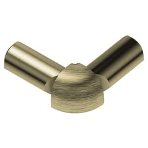 Rondec Brushed Brass Anodized Aluminum 3/8 in. x 1 in. Metal 90° Double-Leg Outside Corner