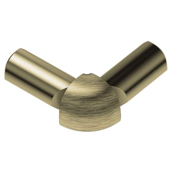 Schluter Rondec Brushed Brass Anodized Aluminum 3/8 in. x 1 in. Metal 90° Double-Leg Outside Corner