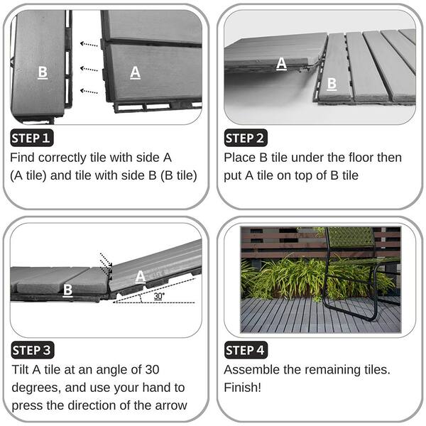 BTMWAY 1 ft. x 1 ft. Square Interlocking Acacia Wood Quick Patio Deck Tile  Outdoor Checker Pattern Flooring Tile (10 Per Box) CXXBN-GI33346W685-Tile01  - The Home Depot