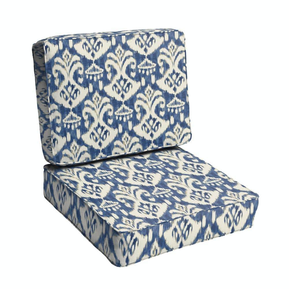 Sorra Home 23 in. x 27 in. Deep Seating Outdoor Pillow and Cushion Set in Sakari Ink