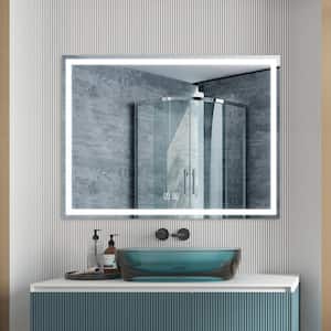 48 in. W x 36 in. H Rectangular Frameless LED Light with 3 Color and Anti-Fog Wall Mounted Bathroom Vanity Mirror