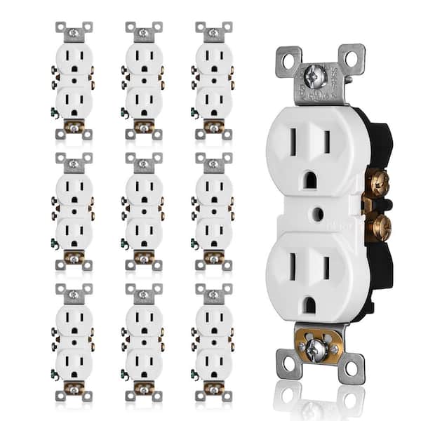 Faith 15 Amp 125-Volt Non-Tamper-Resistant NEMA5-15R Wall Mount Duplex Outlet UL Listed, White (10-Pack)