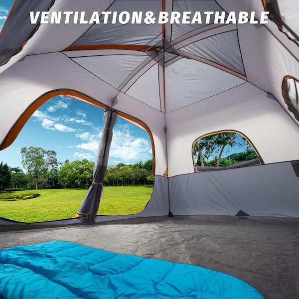 9 ft. x 12 ft. Grey Camping Tent 8 Person with Rainfly Easy Set up