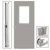 L.I.F Industries 36 in. x 80 in. Gray Flush Steel Vision Light Commercial Door Unit with Hardware UKHG3680L