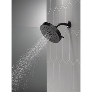 4-Spray Patterns 1.75 GPM 8 in. Wall Mount Fixed Shower Head with H2Okinetic in Matte Black