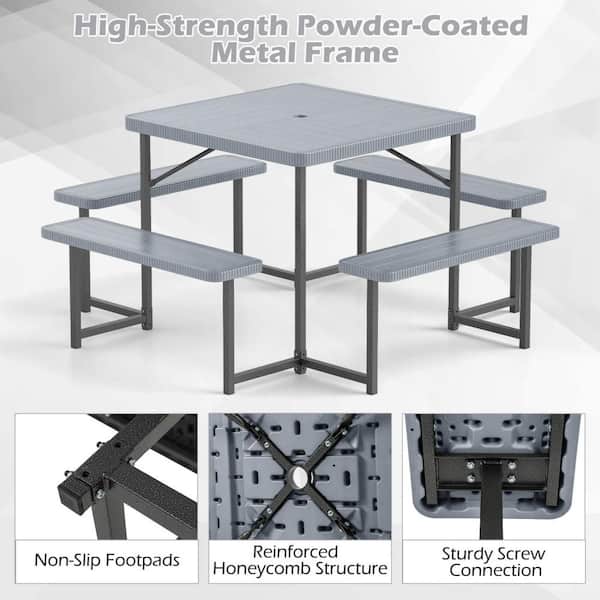 Costway 1-Piece Plastic Outdoor Dining Set Picnic Table Bench Set