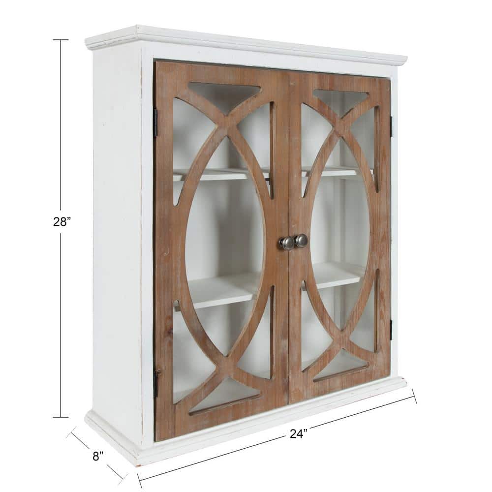 Quinlan White and Rustic Brown 2-Door Wall Cabinet
