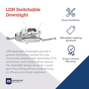 Contractor Select LDN 6 in. Non-IC Rated New Construction Recessed Housing with Switchable Lumens and CCT