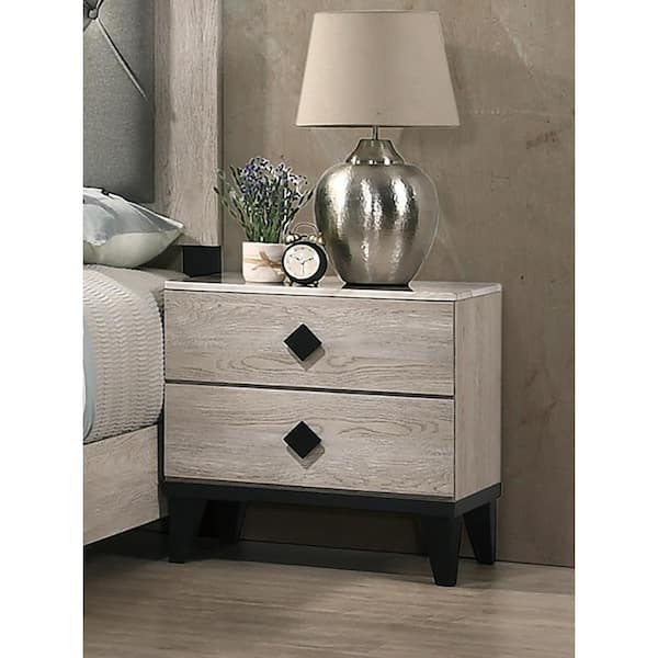 SIMPLE RELAX Smithson 2-Drawer 23 in. H x 23 in. W x 15 in. D Cream Nightstand