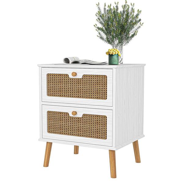 White 2-Drawers 19.1-in. Width Modern Nightstand