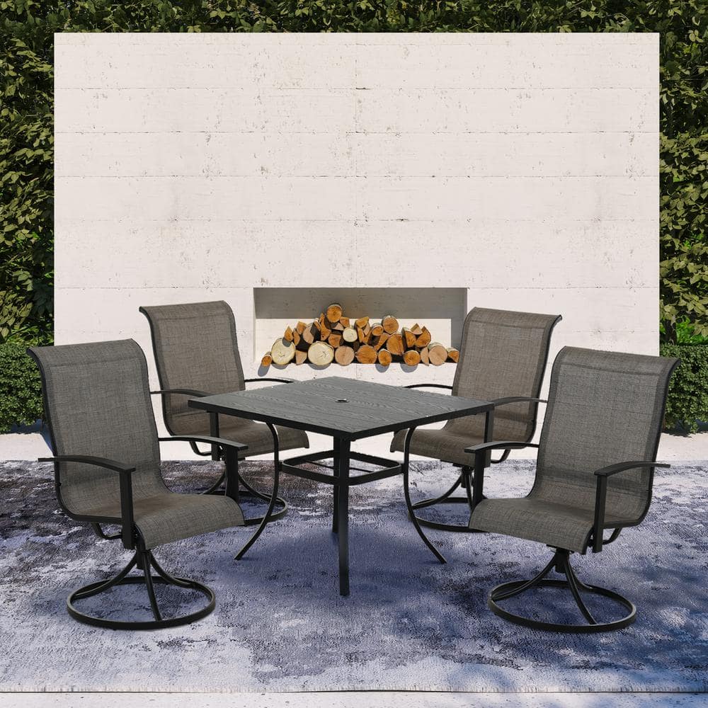 Textilene 5-Piece Detachable Swivel Dining Set iin Coffee Gray