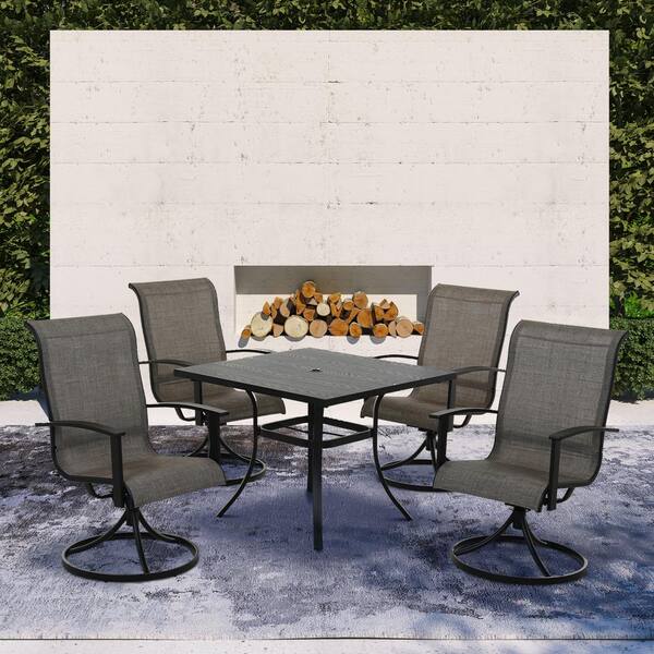 Unbranded Textilene 5-Piece Detachable Swivel Dining Set iin Coffee Gray