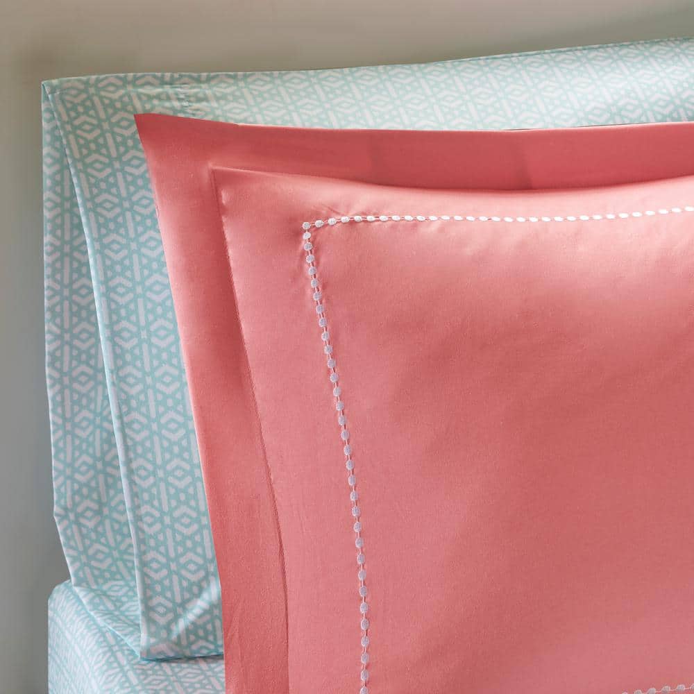 Coral and Aqua Bohemian Queen Microfiber Bed in a Bag Set