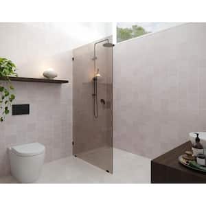 Ursa 36 in. W x 78 in. H Single Fixed Panel Frameless Shower Door in Matte Black without Handle